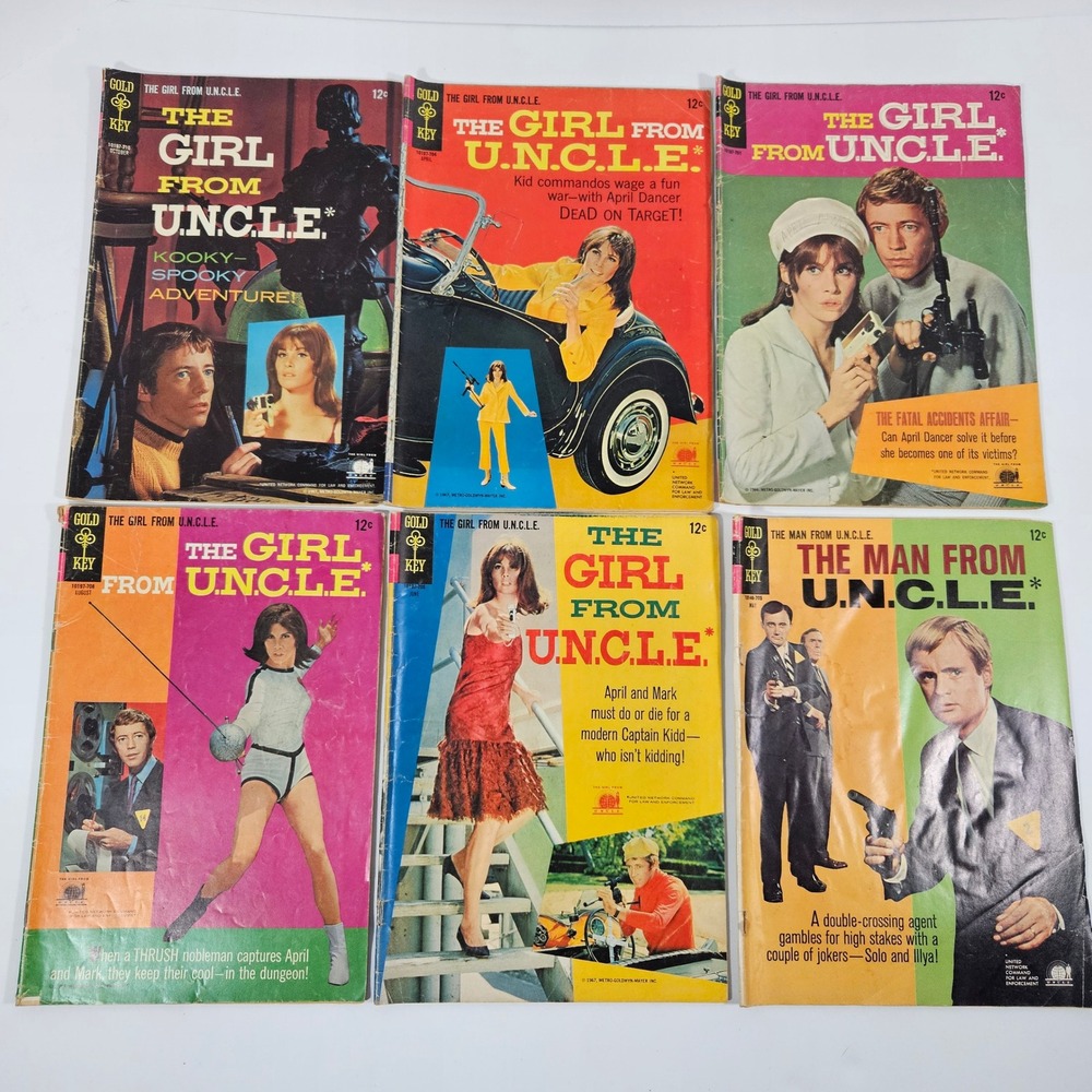 The Girl From UNCLE & Man From UNCLE Gold Key Comic Book Lot of 6 Vintage 1960s